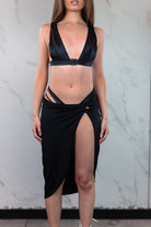 Cutout Midi Skirt - Nero - MGX Swim