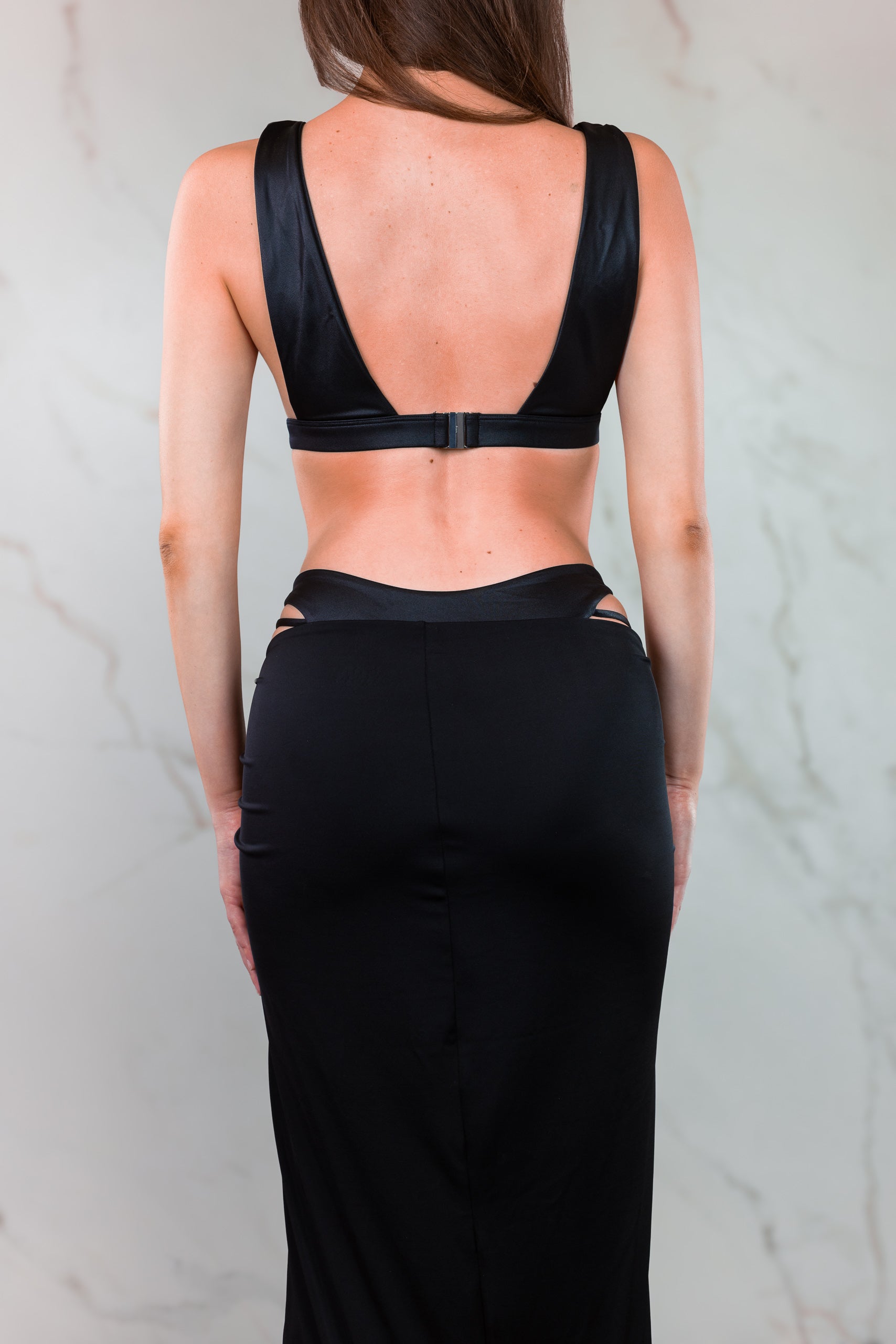 Cutout Midi Skirt - Nero - MGX Swim