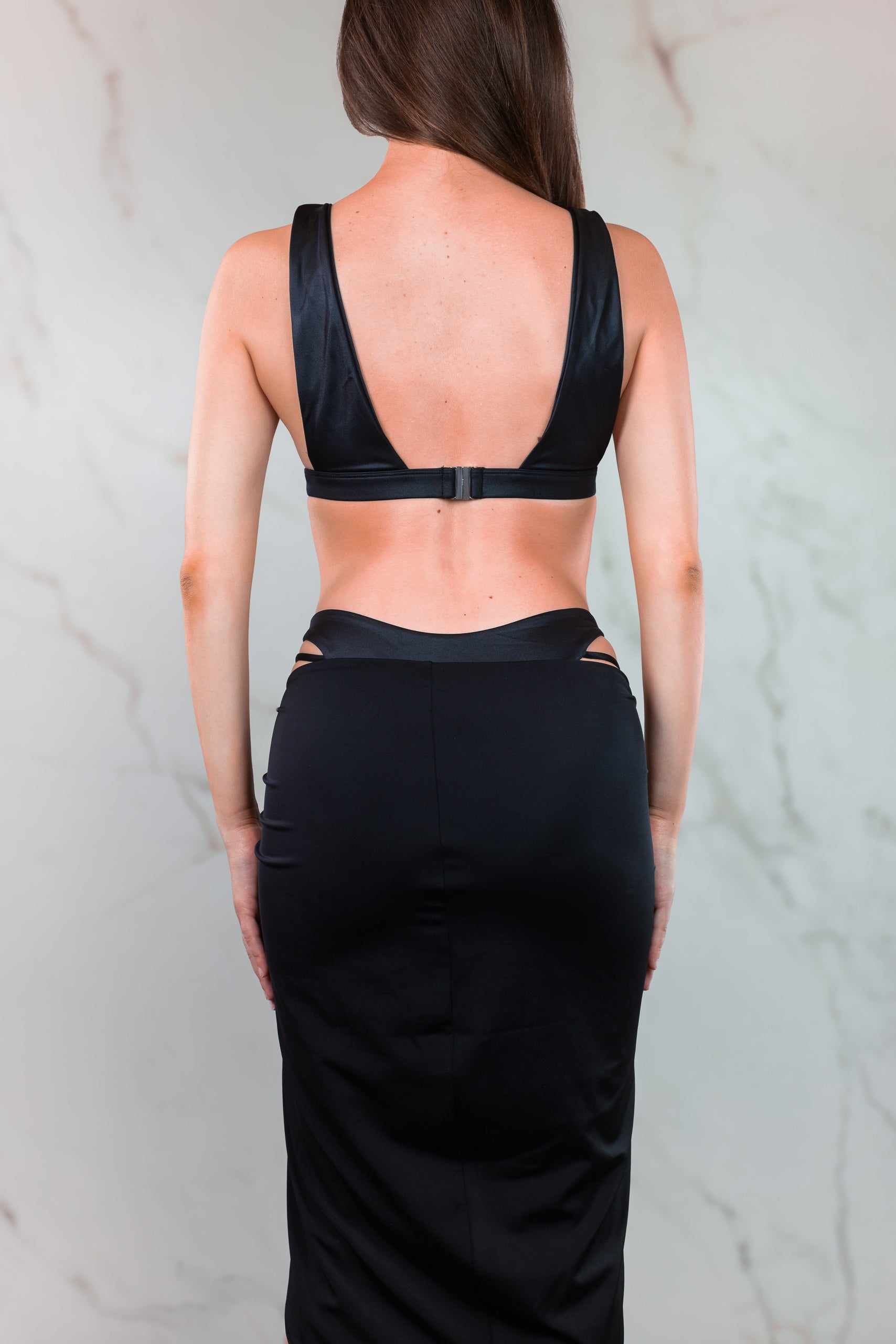 Cutout Midi Skirt - Nero - MGX Swim